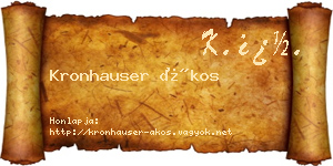 Kronhauser Ákos névjegykártya